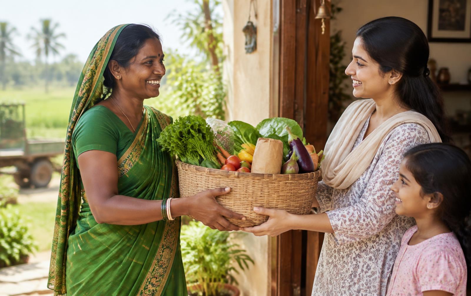 A Janani grocery basket being delivered to a customer