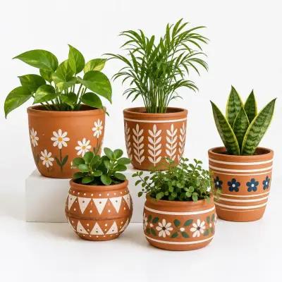 Painted Clay Planters