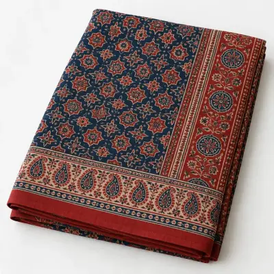 Handblock Ajrakh Saree